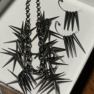Black Spike Necklace and Earring Set